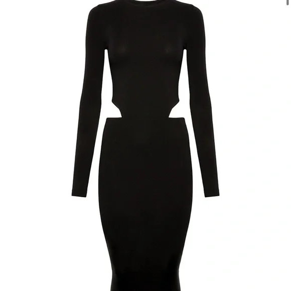 Amina Muaddi Black Cutout Midi Dress - Picture 2 of 8